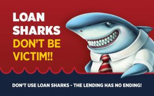 Picture of a Loan Shark with the Text: 'Don't Be Victim.'